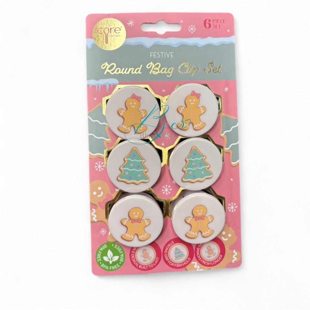Christmas Festive Round Bag Clip Set